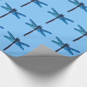 Vintage Japanese Dragonfly, sapphire blue Wrapping Paper
