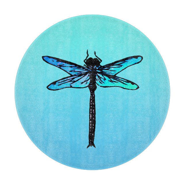 Vintage Japanese Dragonfly, turquoise blue Cutting Board (Front)