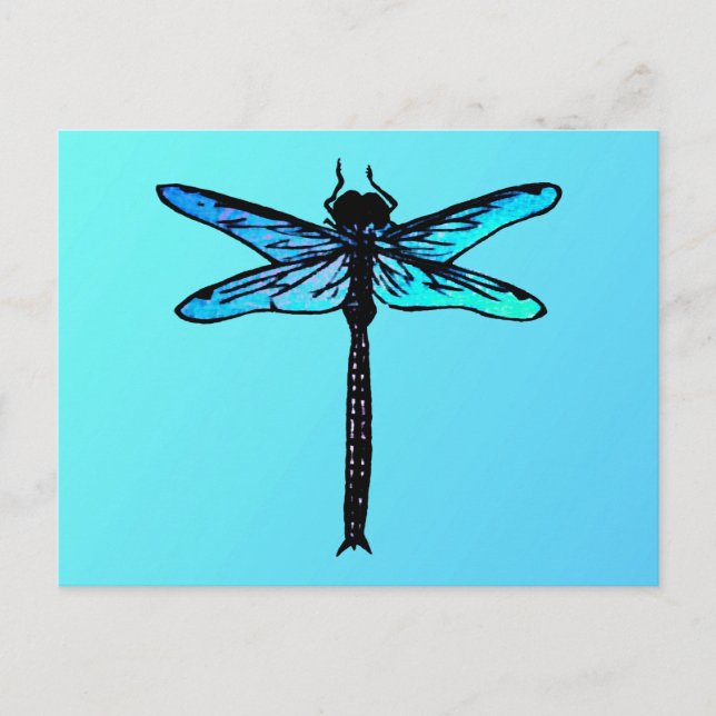 Vintage Japanese Dragonfly, turquoise blue Postcard (Front)