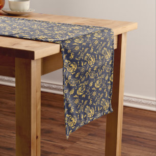 Vintage Japanese Dragons, Birds & Flowers Pattern Short Table Runner