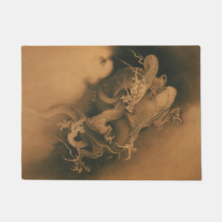 Vintage Japanese Dragons In The Clouds Doormat