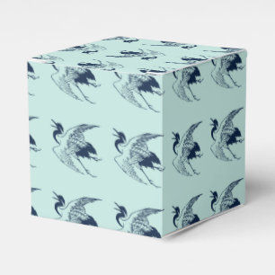 Vintage Japanese Drawing of a Crane, Blue Favor Box
