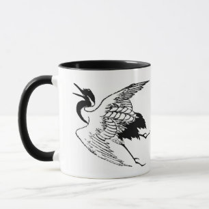 Vintage Japanese Drawing of a Crane Mug