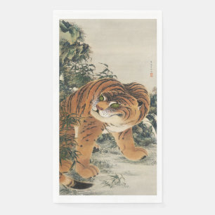 Vintage Japanese Edo Tiger in Bamboo Forest Art Napkin