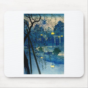 Vintage Japanese Evening in Blue Mouse Pad