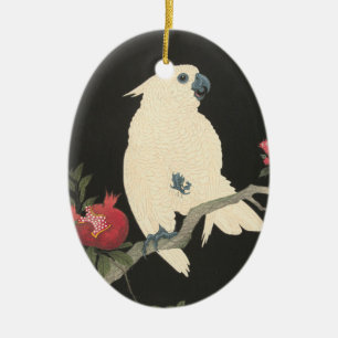 Vintage Japanese Fine Art Cockatoo Ceramic Ornament