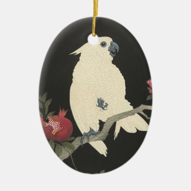 Vintage Japanese Fine Art | Cockatoo Ceramic Ornament (Front)