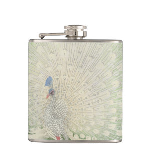 Vintage Japanese Fine Art   Peacock Hip Flask