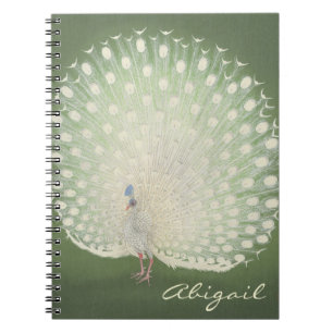 Vintage Japanese Fine Art   Peacock Personalized Notebook