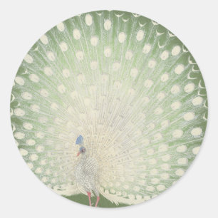 Vintage Japanese Fine Art   Peacock Round Sticker