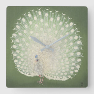Vintage Japanese Fine Art   Peacock Square Wall Clock