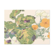 Vintage Japanese Floral Beautiful Orange Flowers