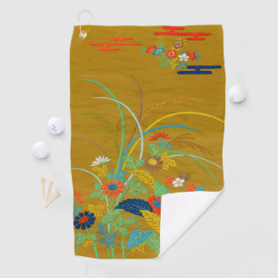 Vintage Japanese Floral Wildflower G.A. Audsley Golf Towel