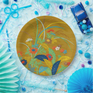 Vintage Japanese Floral Wildflower G.A. Audsley Paper Plate
