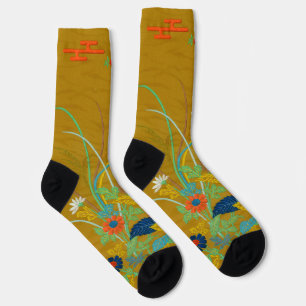 Vintage Japanese Floral Wildflower G.A. Audsley Socks