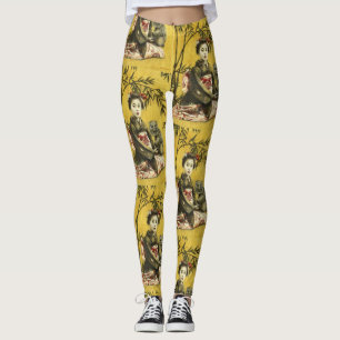 Vintage Japanese Geisha And Demon Leggings