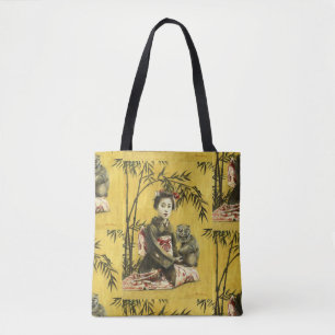 Vintage Japanese Geisha And Demon Tote Bag