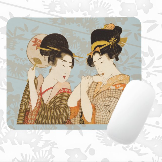 Vintage Japanese Geisha Girls in Kimonos Mouse Pad (Creator Uploaded)