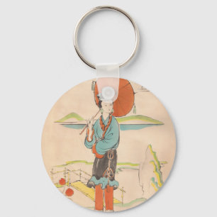 Vintage Japanese Geisha Keychain