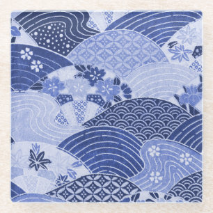 Vintage Japanese Hills and Rivers Glass Coaster