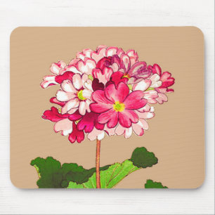 Vintage Japanese Hydrangea. Pink and Green Mouse Pad