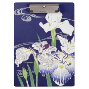 Vintage Japanese Iris Art Print Kogyo Tsukioka Clipboard
