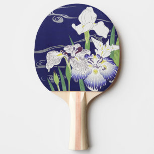 Vintage Japanese Iris Art Print Kogyo Tsukioka Ping Pong Paddle