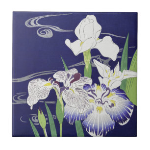 Vintage Japanese Iris Art Print Kogyo Tsukioka Tile