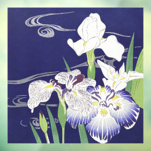 Vintage Japanese Iris Art Print Kogyo Tsukioka Window Cling