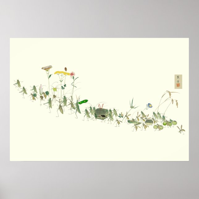 Vintage Japanese Joyous Insects Nature Poster (Front)