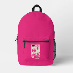 Vintage Japanese Kimono Fashion Illustration  Printed Backpack