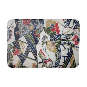 Vintage Japanese Kimono Textile (Bingata) Bath Mat