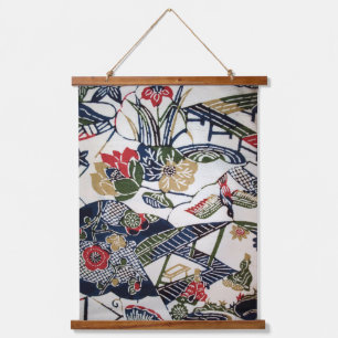 Vintage Japanese Kimono Textile (Bingata) Hanging Tapestry