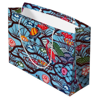 Vintage Japanese Kimono Textile (Bingata) Large Gift Bag