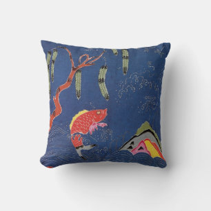 Vintage Japanese Kimono Textile (Bingata) Throw Pillow