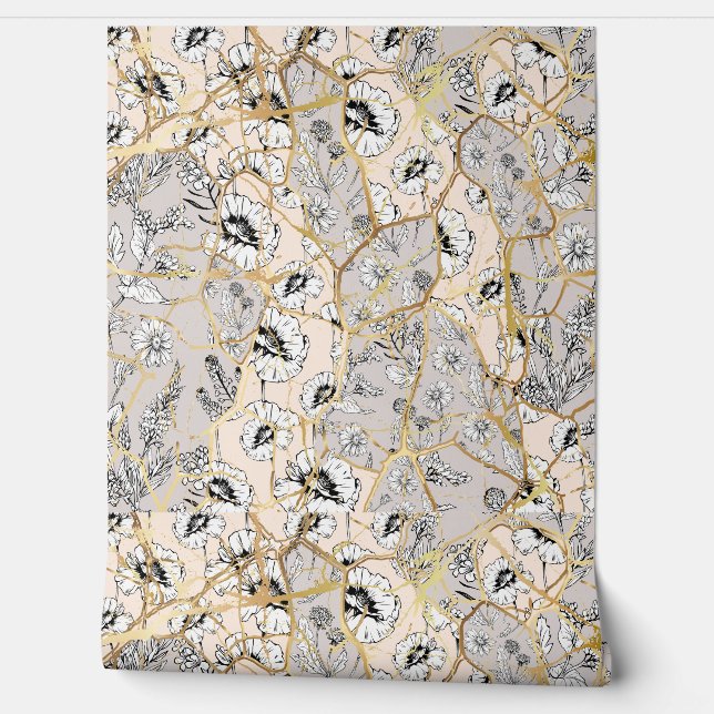 Vintage Japanese Kintsugi Wallpaper (Unrolling)