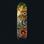Vintage Japanese Koi Carp Art Skateboard<br><div class="desc">A vintage Japanese art design of koi carp fish in waves. Inspired by the art print Gift Cover (Fukusa) with Carp in Waves,  the colours have been changed to dark greens,  golds and orange.</div>