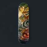 Vintage Japanese Koi Carp Art Skateboard<br><div class="desc">A vintage Japanese art design of koi carp fish in waves. Inspired by the art print Gift Cover (Fukusa) with Carp in Waves,  the colours have been changed to dark greens,  golds and orange.</div>