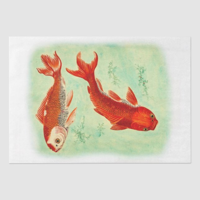 Vintage Japanese Koi Fish Decoupage  Tissue Paper (Front)