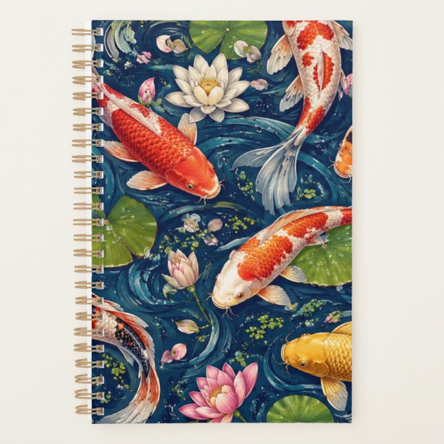 Vintage Japanese Koi Fish Pattern Painting Planner (Front)