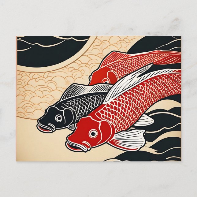 Vintage Japanese Koi Fish Postcard (Front)