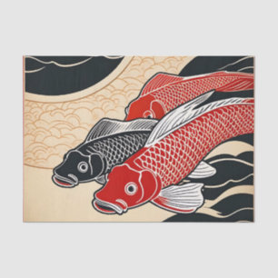 Vintage Japanese Koi Fish Tissue Paper