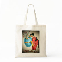 Vintage Japanese Lady, Egg Vase with Flowers, ZSSG