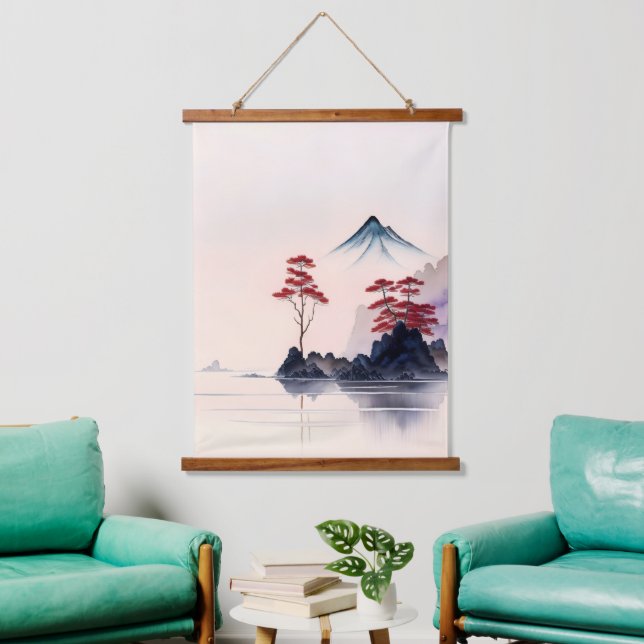 Vintage Japanese Landscape Art  Hanging Tapestry (Living Room)