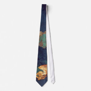 Vintage Japanese Lion Pattern Tie