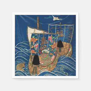 Vintage Japanese Lucky Treasure Ship G.A. Audsley Napkin