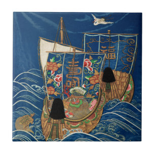 Vintage Japanese Lucky Treasure Ship G.A. Audsley Tile