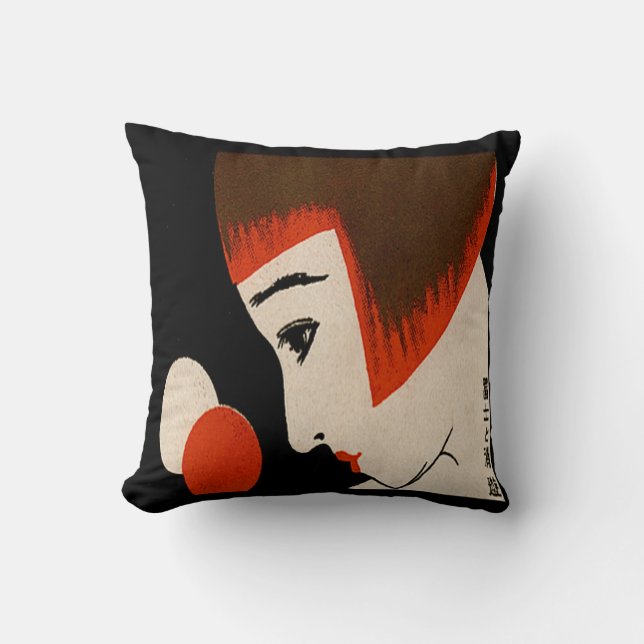 Vintage Japanese Matchbook Cover 1930 Deco Throw Pillow (Front)