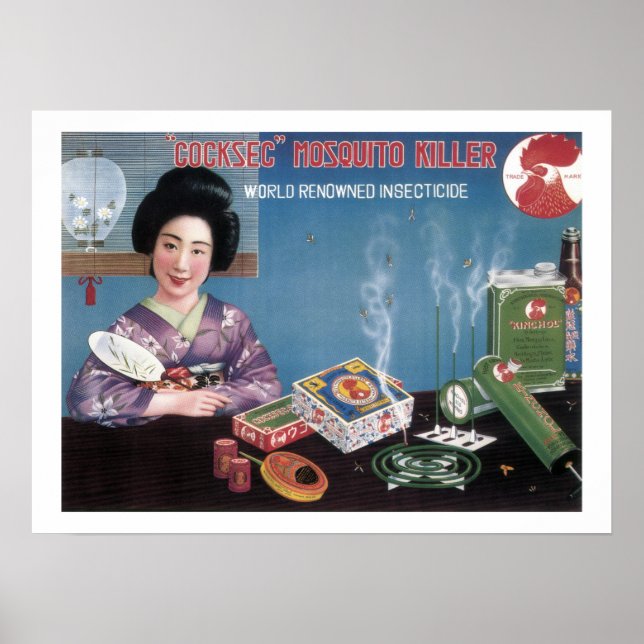 Vintage Japanese Mosquito Killer Insecticide Adver Poster (Front)