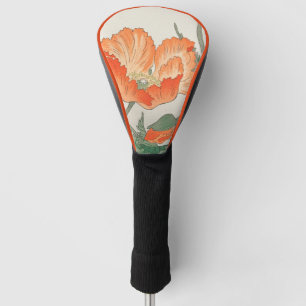 Vintage Japanese Orange Poppy Flower, Ohara Koson  Golf Head Cover